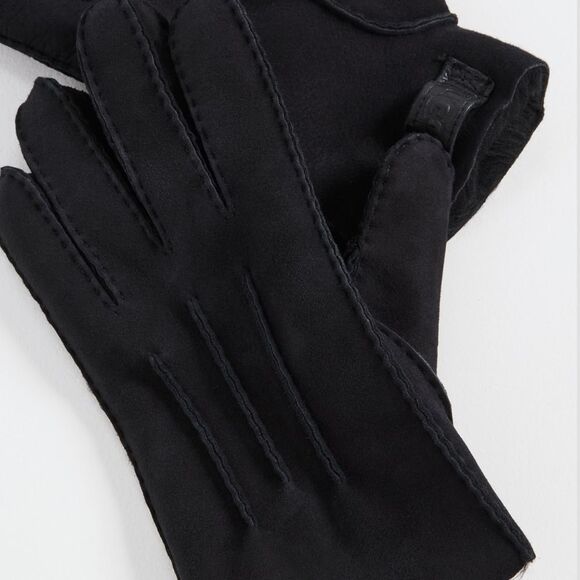 NWT UGG Contrast Sheepskin Men's Black Suede Gloves - Picture 2 of 4